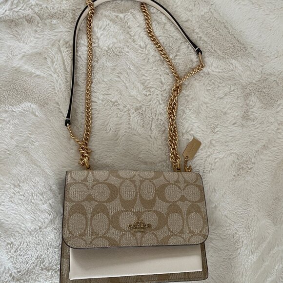 Coach Mini Klare Crossbody Bag In Signature Canvas/Gold/Sand/Chalk - Picture 5 of 16